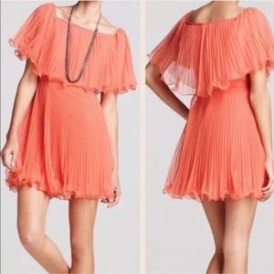 Bcbgmaxazria Shalom Off-the-shoulder Coral Mini Dress - Size 0